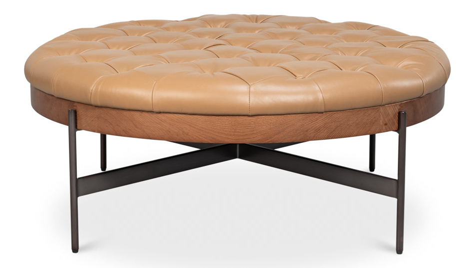 Corbet Tufted Leather Cocktail Ottoman