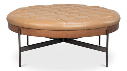 Corbet Tufted Leather Cocktail Ottoman
