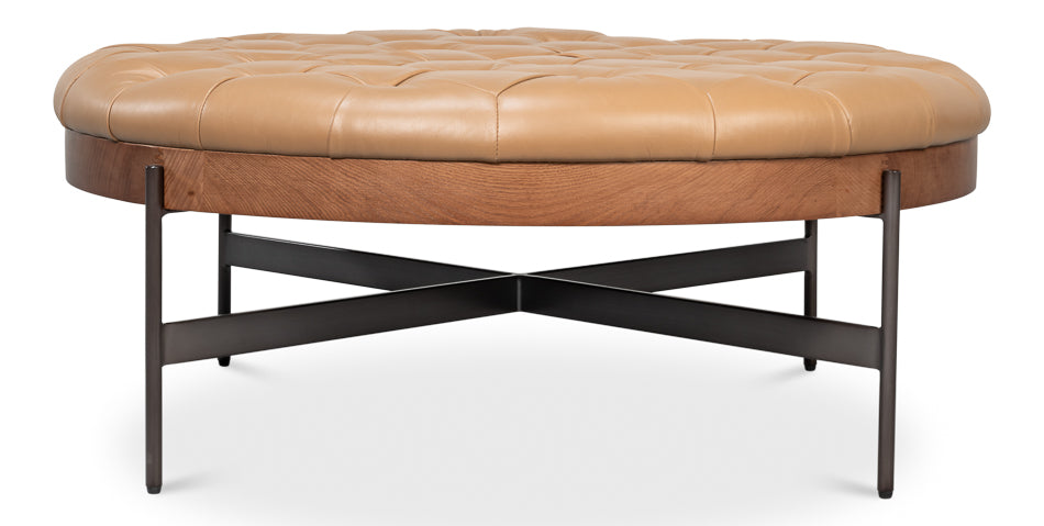 Corbet Tufted Leather Cocktail Ottoman