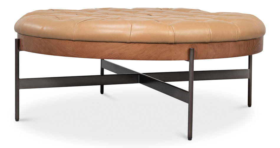 Corbet Tufted Leather Cocktail Ottoman