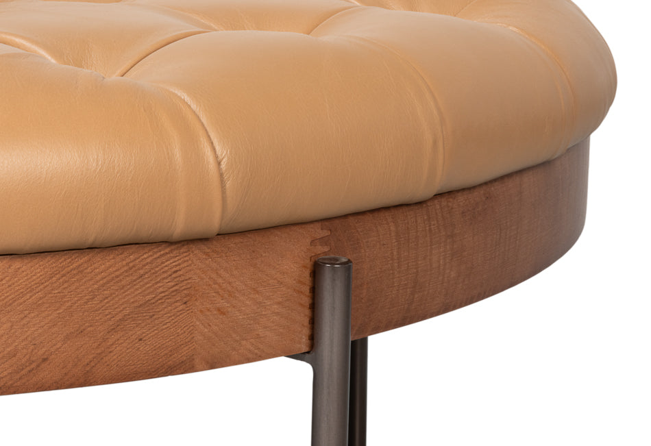 Corbet Tufted Leather Cocktail Ottoman