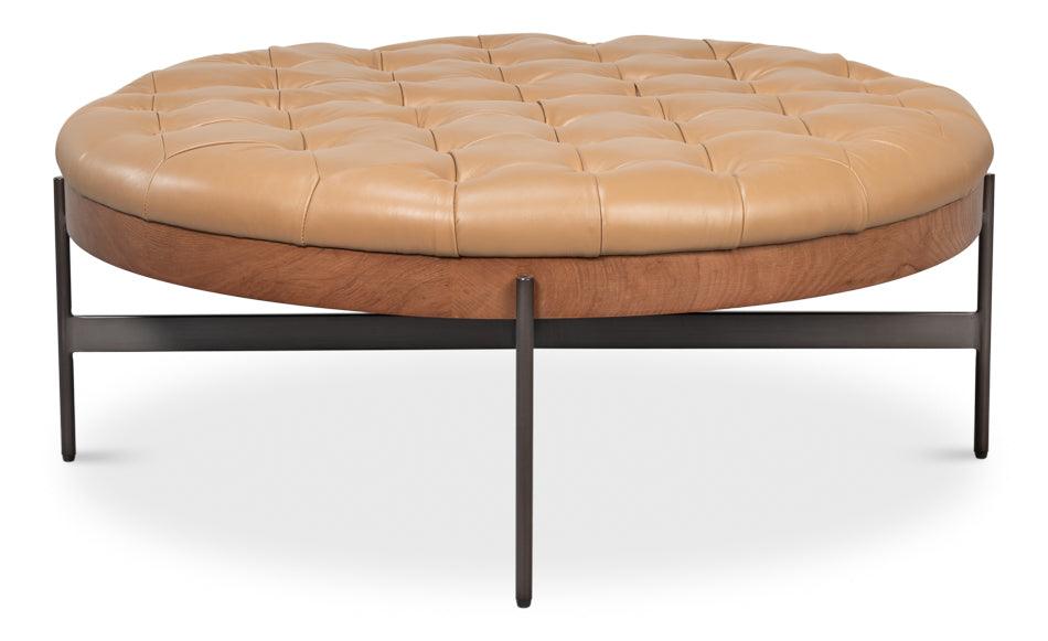 Corbet Tufted Leather Cocktail Ottoman
