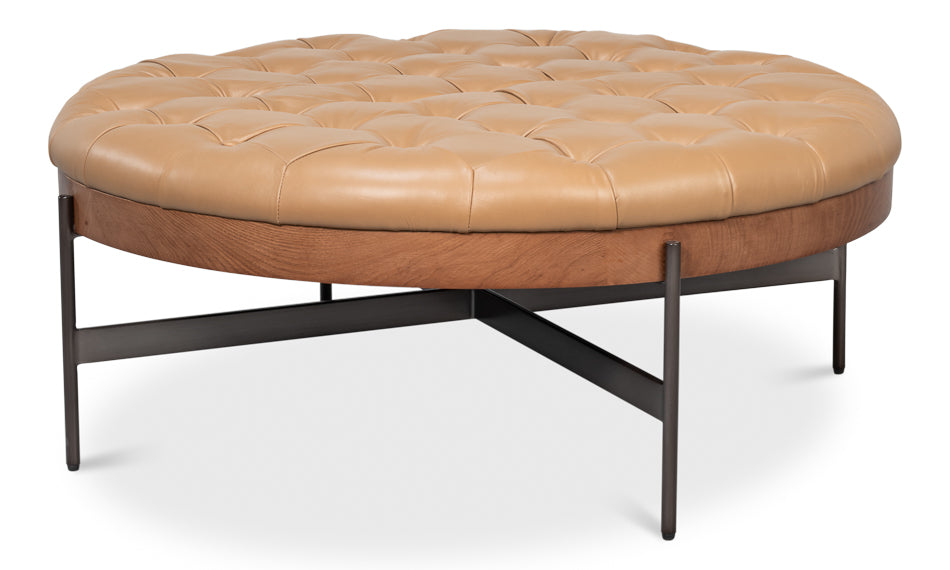 Corbet Tufted Leather Cocktail Ottoman