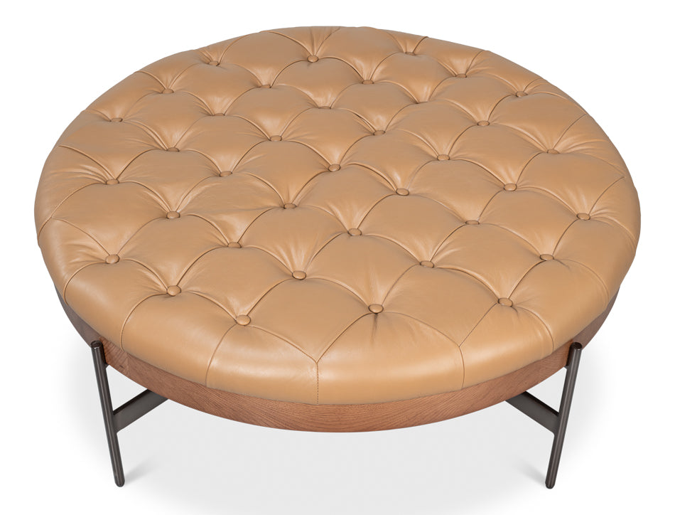 Corbet Tufted Leather Cocktail Ottoman