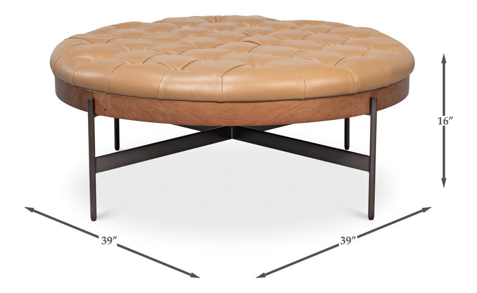 Corbet Tufted Leather Cocktail Ottoman