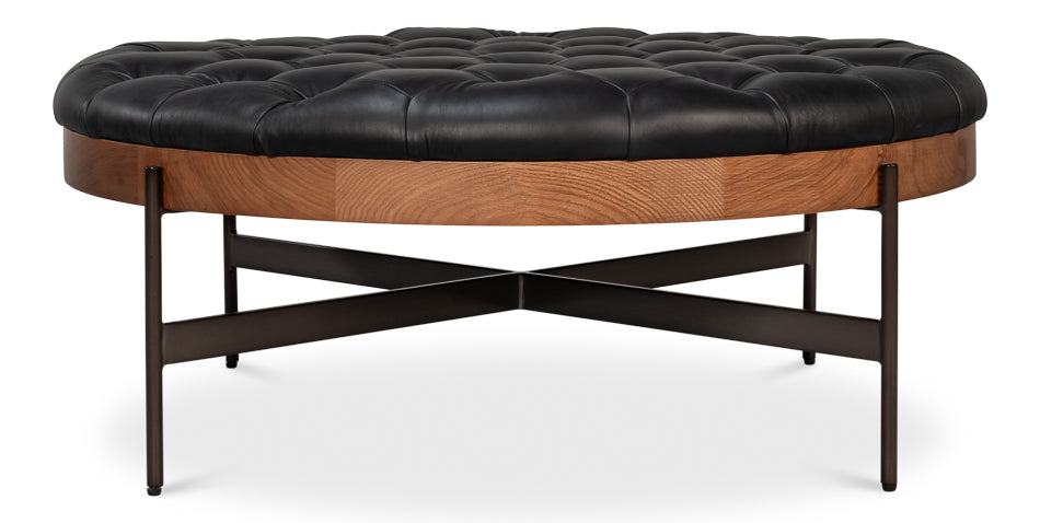 Corbet Tufted Leather Cocktail Ottoman