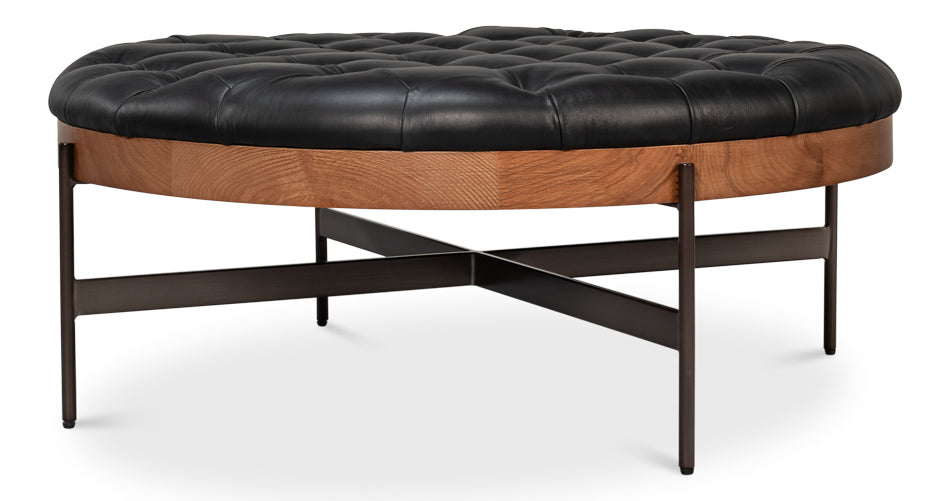 Corbet Tufted Leather Cocktail Ottoman