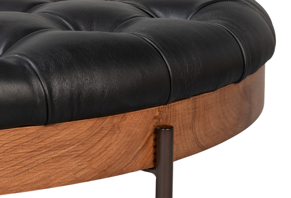 Corbet Tufted Leather Cocktail Ottoman