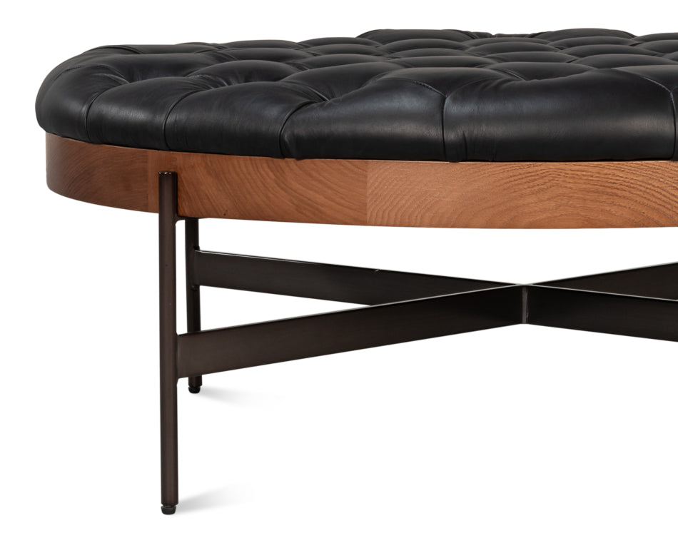 Corbet Tufted Leather Cocktail Ottoman