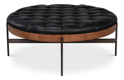 Corbet Tufted Leather Cocktail Ottoman
