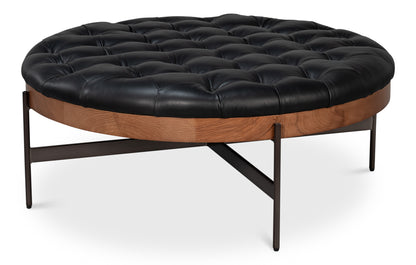 Corbet Tufted Leather Cocktail Ottoman