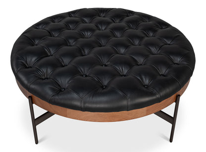 Corbet Tufted Leather Cocktail Ottoman
