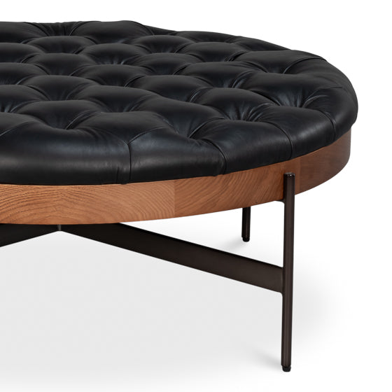 Corbet Tufted Leather Cocktail Ottoman