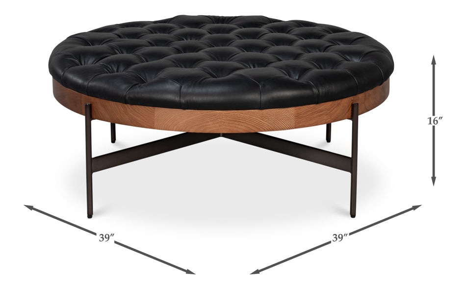 Corbet Tufted Leather Cocktail Ottoman
