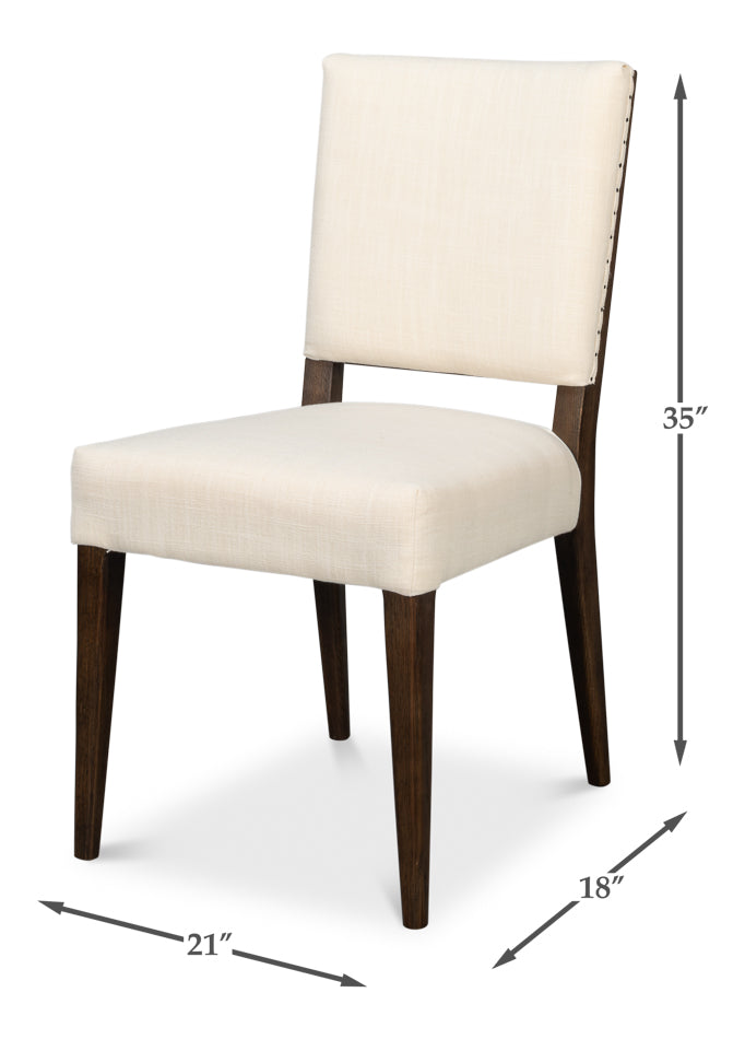 Sarreid Bauhaus Ivory Linen Armless Dining Chair (Set Of 2)