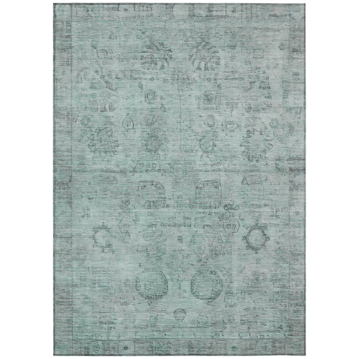 Laeanor Teal Washable Indoor-Outdoor Rug