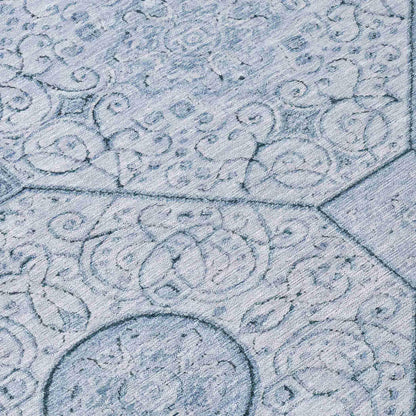 Iriora Blue Washable Indoor-Outdoor Rug