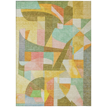 Jaelira Gold Washable Indoor-Outdoor Rug