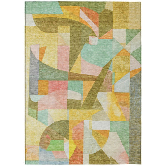 Jaelira Gold Washable Indoor-Outdoor Rug