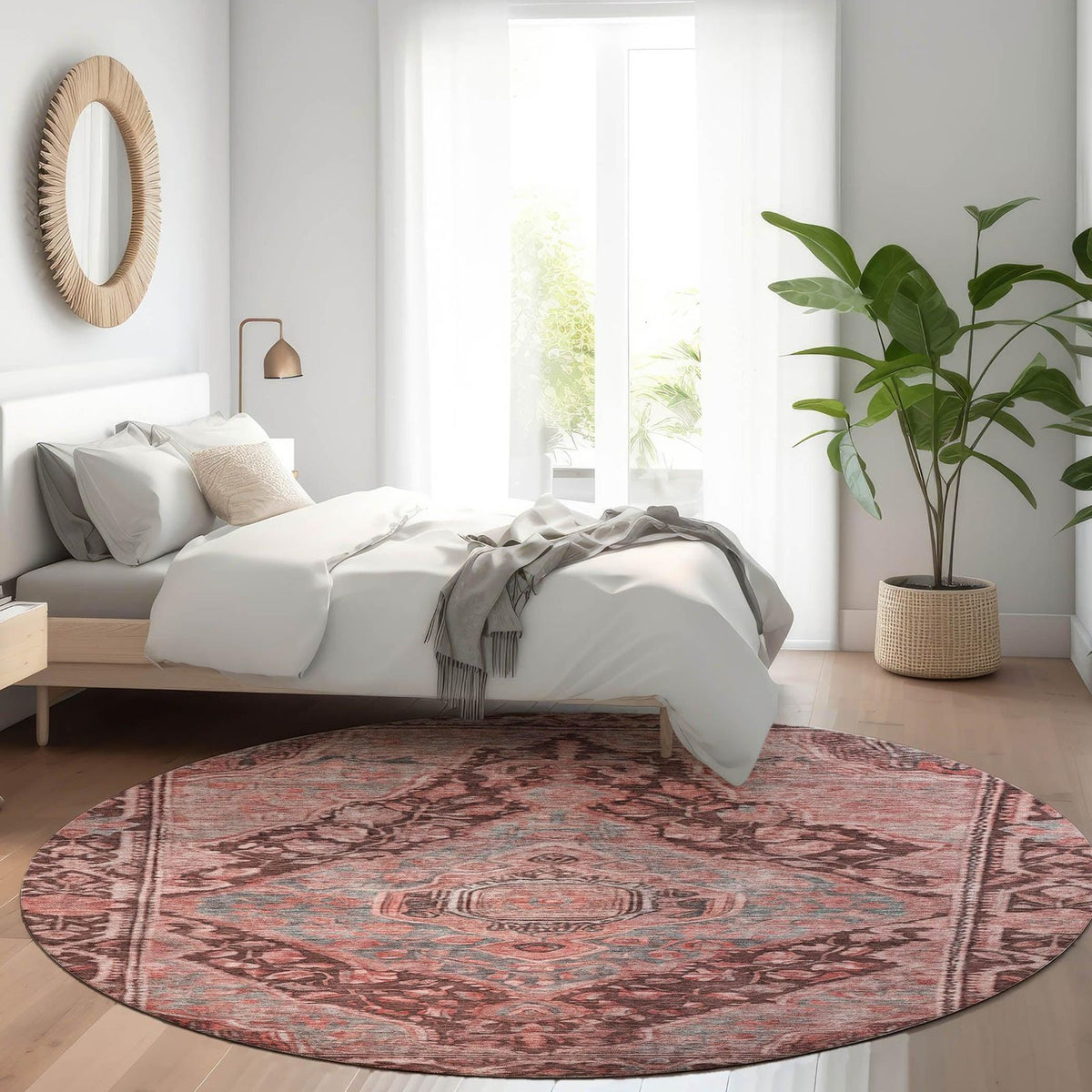 Kaelanor Orange Washable Indoor-Outdoor Rug