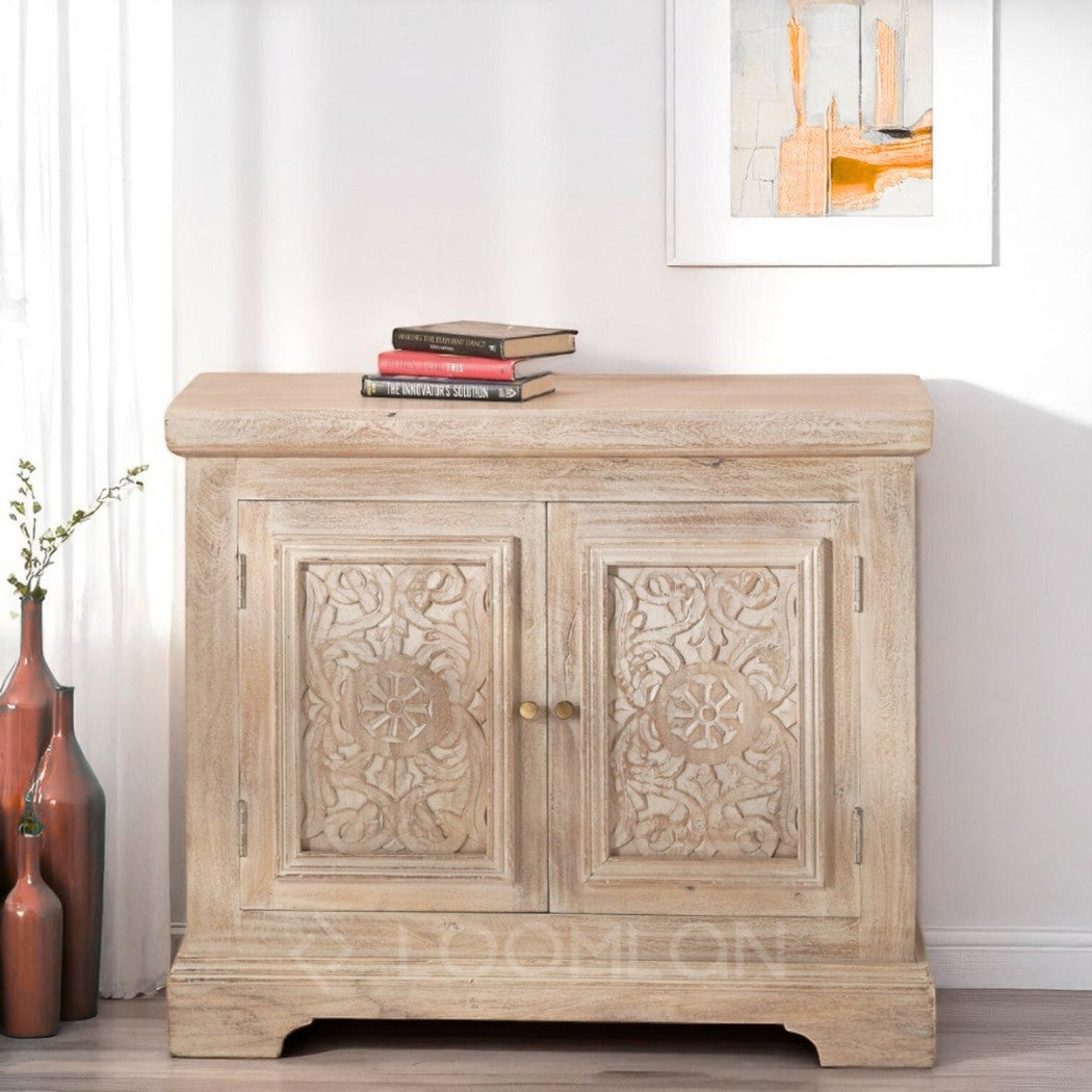 Olyndra Wooden White Wash Accent Cabinet