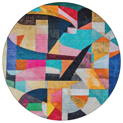 Jaelira Blue Washable Indoor-Outdoor Rug
