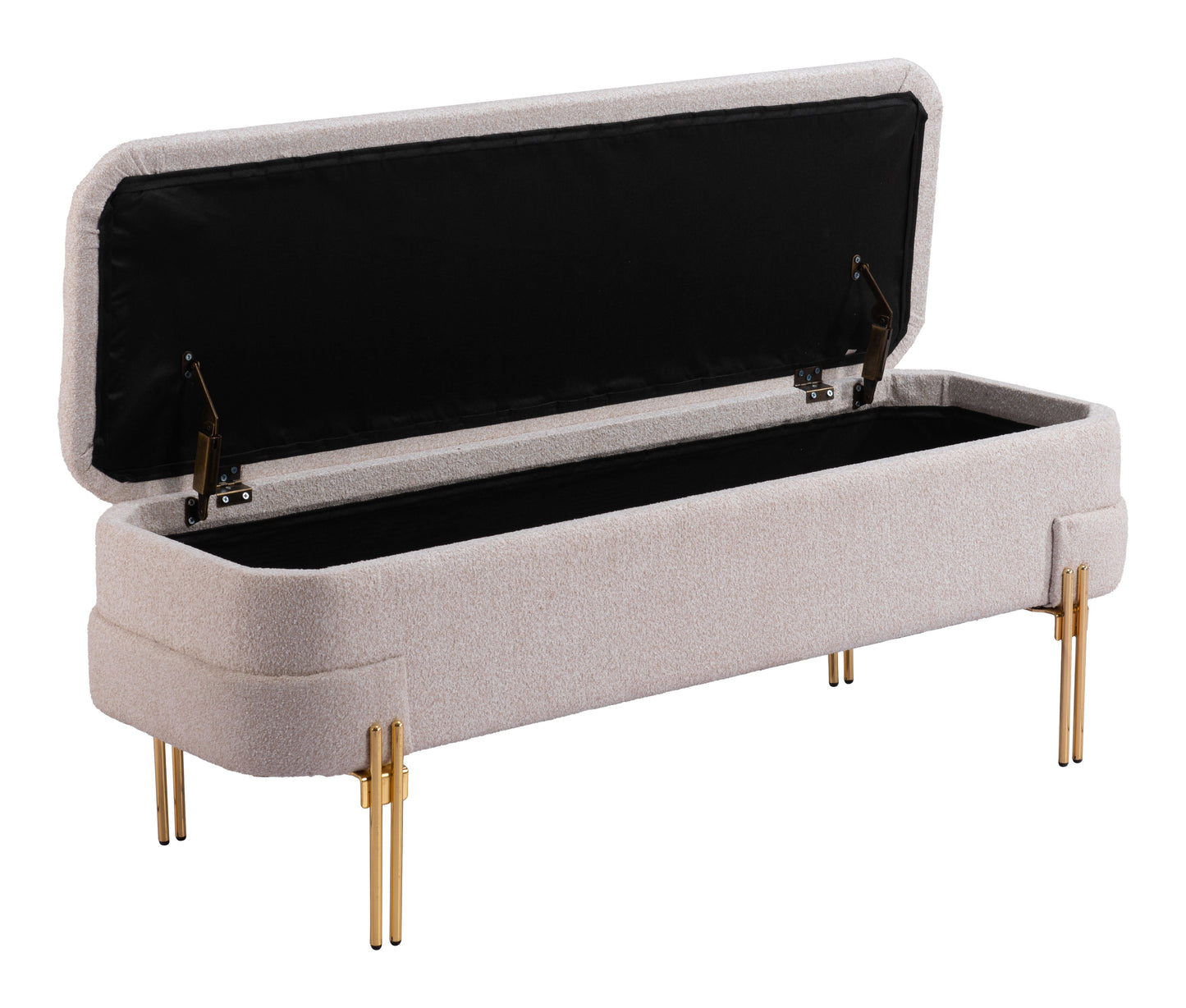 Lebreton Oatmeal Wood and Steel Beige Storage Bench