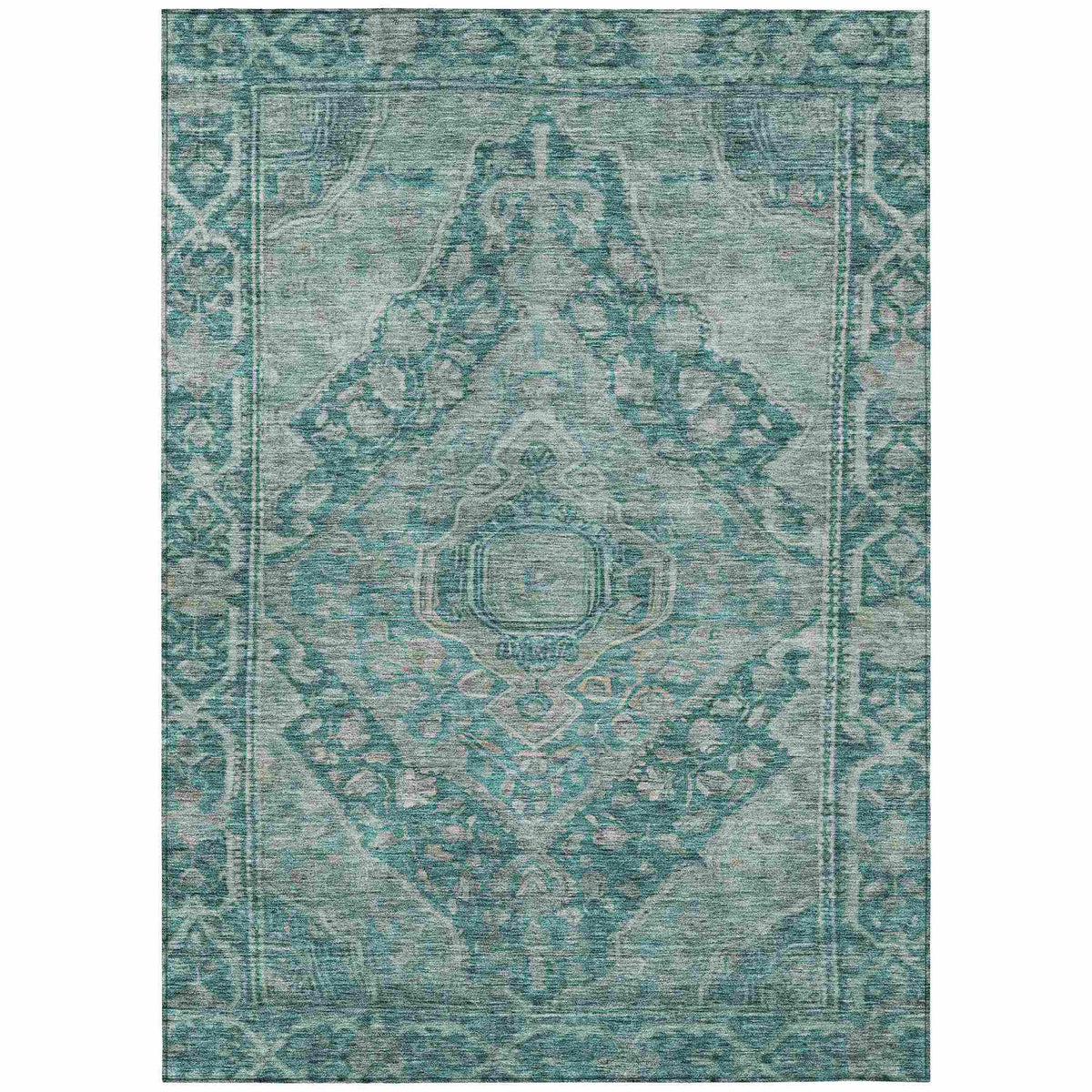 Kaelanor Teal Washable Indoor-Outdoor Rug