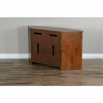 55" Dark Brown Wood Corner TV Stand Media Console With Glass Doors TV Stands & Media Centers Sideboards and Things By Sunny D