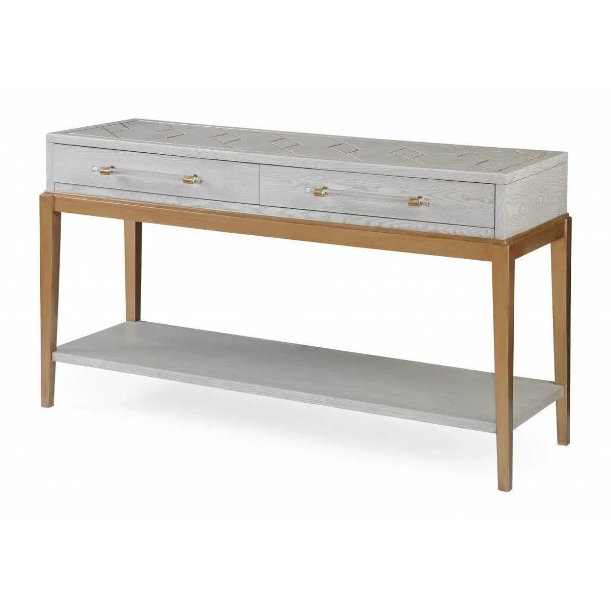 55" Grey Console Table With Drawers and Storage Shelf Console Tables Sideboards and Thangs By Bassett Mirror