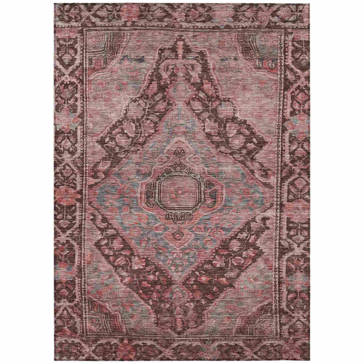 Kaelanor Orange Washable Indoor-Outdoor Rug