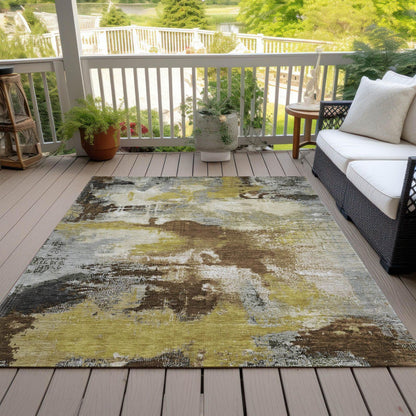 Iriara Brown Washable Indoor-Outdoor Rug