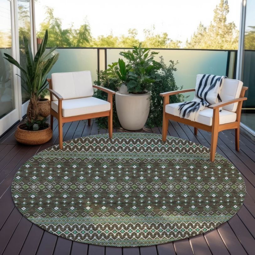Lazy Rivers Brown Washable Indoor-Outdoor Rug -- brown