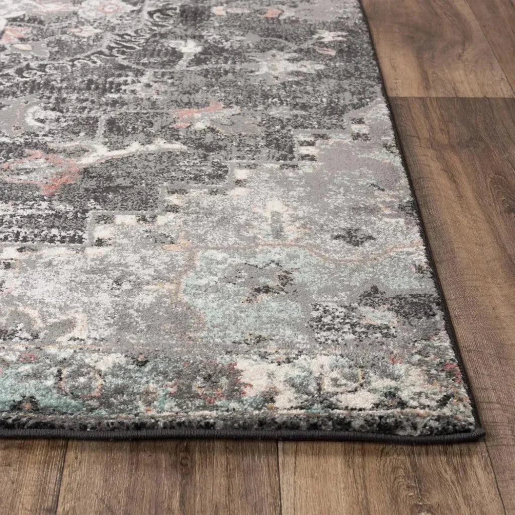 Chur Medallion Gray Kitchen Hallway Runner Rug -- gray