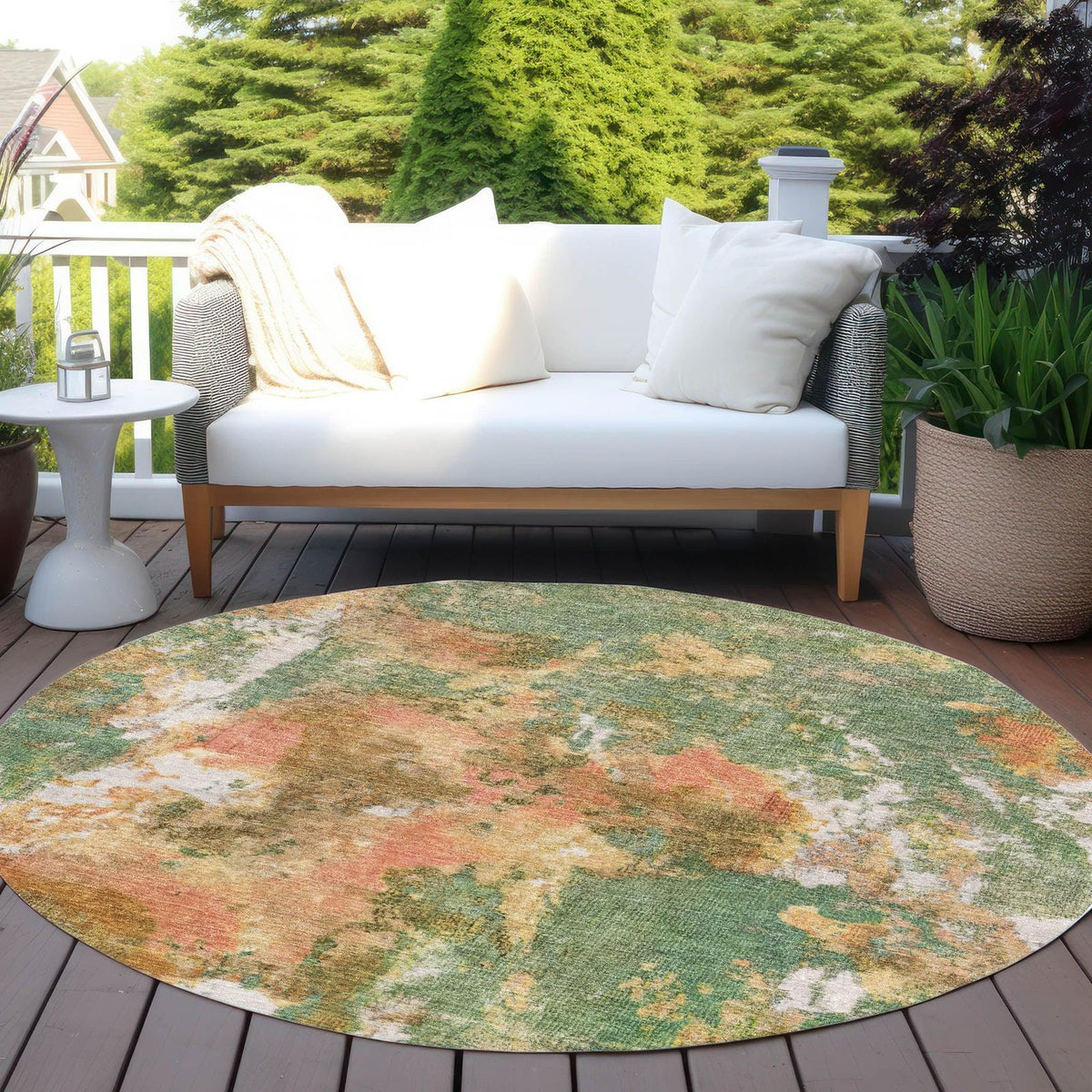 Jaelion Green Washable Indoor-Outdoor Rug