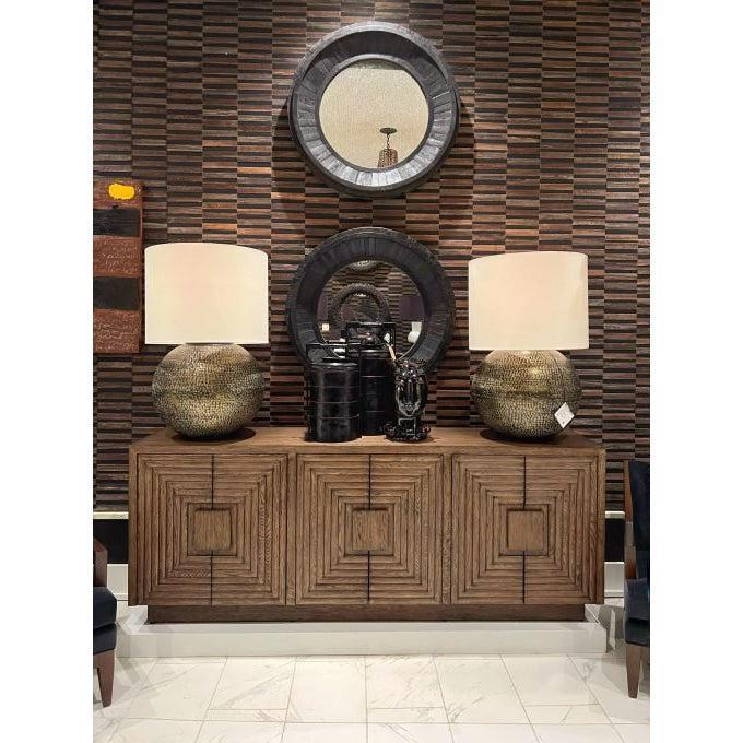 56" Ceruse Brown Carved Morombe Cocoa Credenza Cabinet Sideboards Sideboards and Things By Currey & Co