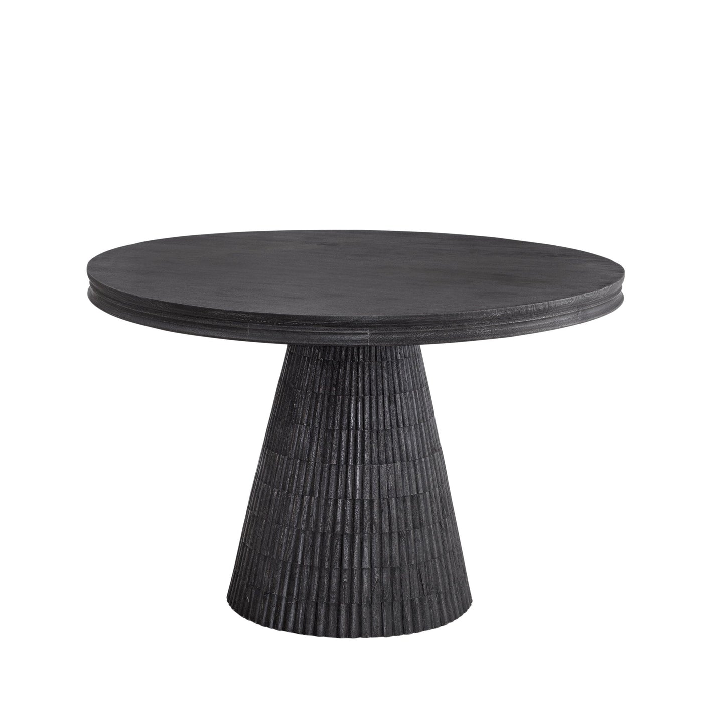 Gaines Solid Mango Wood Black Round Dining Table