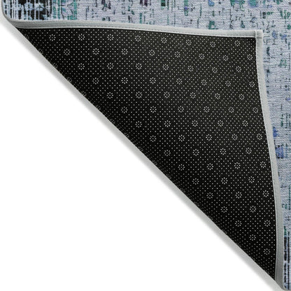 Haelon Blue Washable Indoor-Outdoor Rug