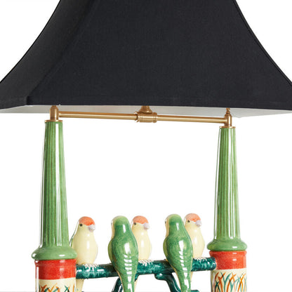 Wildwood Budgies Hand Painted Glazed Ceramic Table Lamp