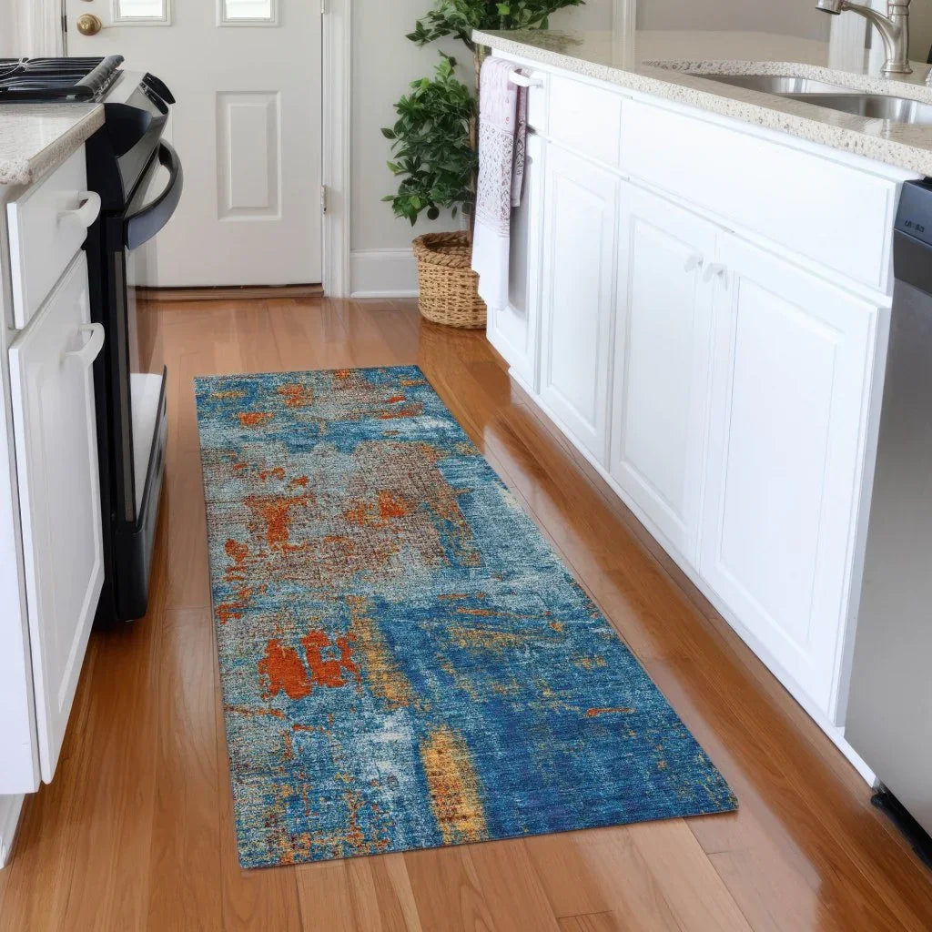 Aria Navy Washable Indoor-Outdoor Rug-Outdoor Rugs-LOOMLAN Rugs-LOOMLAN