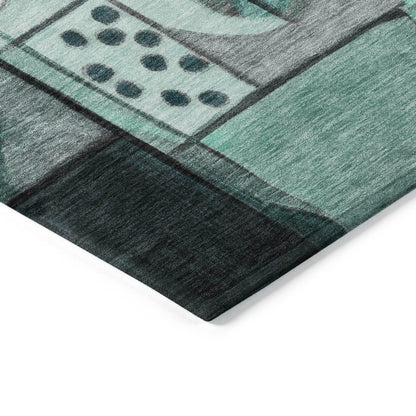 Jaelius Teal Washable Indoor-Outdoor Rug