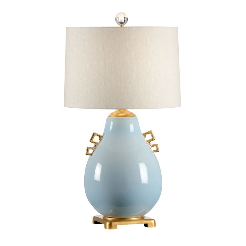 Ming White Glazed Ceramic Table Lamp-Table Lamps-Wildwood-Sky Blue-LOOMLAN
