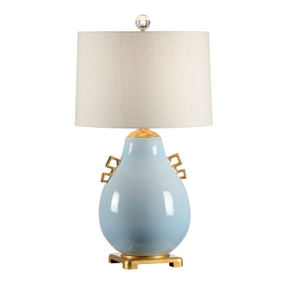 Ming White Glazed Ceramic Table Lamp-Table Lamps-Wildwood-Sky Blue-LOOMLAN