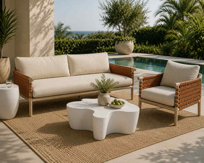 Naka Live Edge White Outdoor Coffee Table - view 5