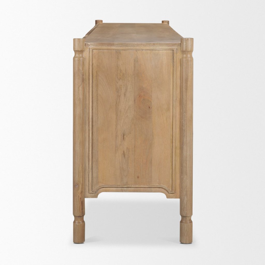 Phil 82"W Light Brown Solid Wood 2-Door 3-Drawer Closed Side -- Light Brown