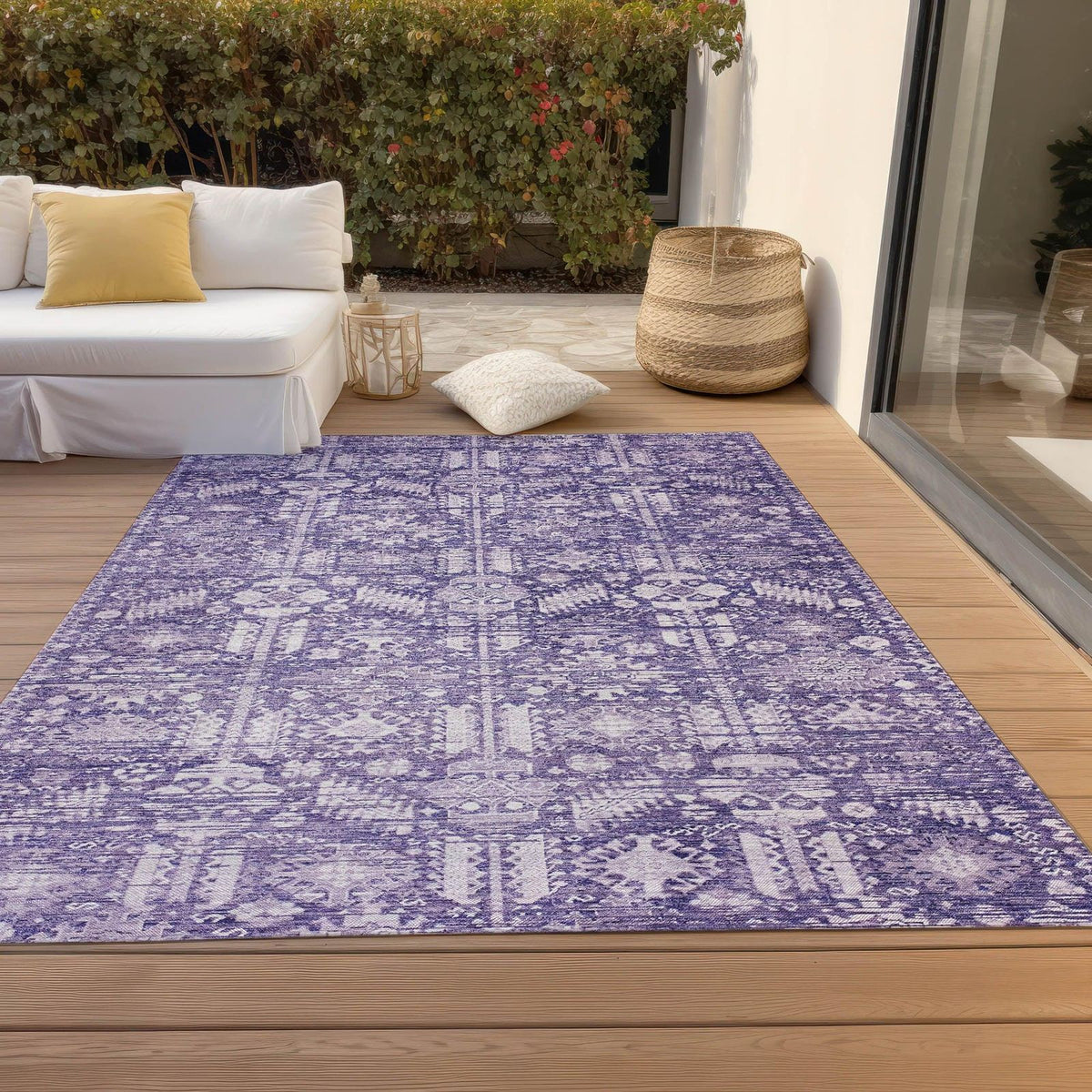 Laearis Purple Washable Indoor-Outdoor Rug -- purple