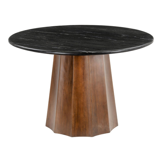 Aipe Black and Brown Wood Round Dining Table