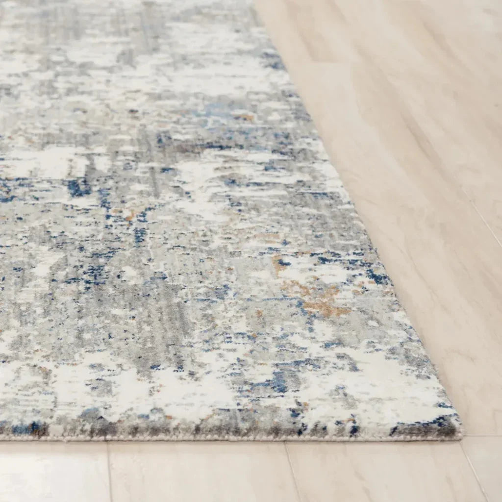 Amin Abstract Gray/ Blue Large Area Rugs -- blue