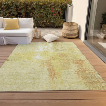 Jaelor Gold Washable Indoor-Outdoor Rug -- gold