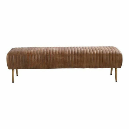 59 Inch Bench Open Road Brown Leather Mid-Century Modern Bedroom Benches LOOMLAN By Moe's Home